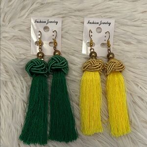 Fashion Jewelry Emerald and Sunflower Tassel Earrings